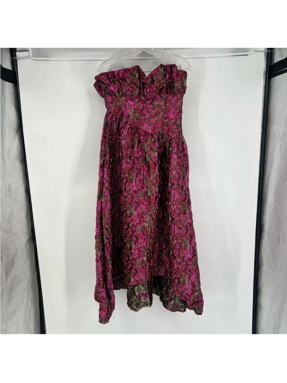 Elliatt Camellia Strapless Pink Floral High-Low Maxi Dress Gown S - Picture 2 of 9